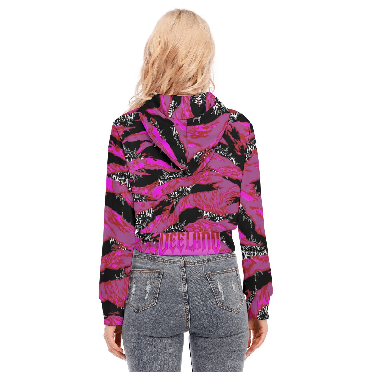 WAR READY Women's Crop Top Hoodie With Zipper Closure